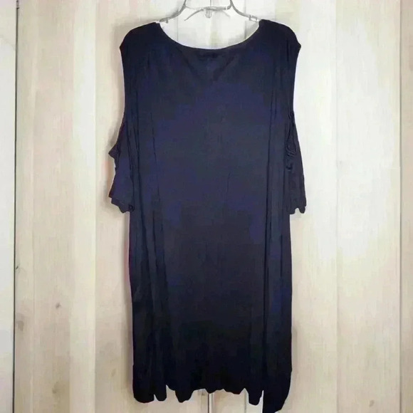 Kancy Store Navy Blue Cold Shoulder Medi Shift Dress Women Plus Size 4XL Leisure - Picture 14 of 15